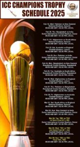 champions trophy schedule 2025